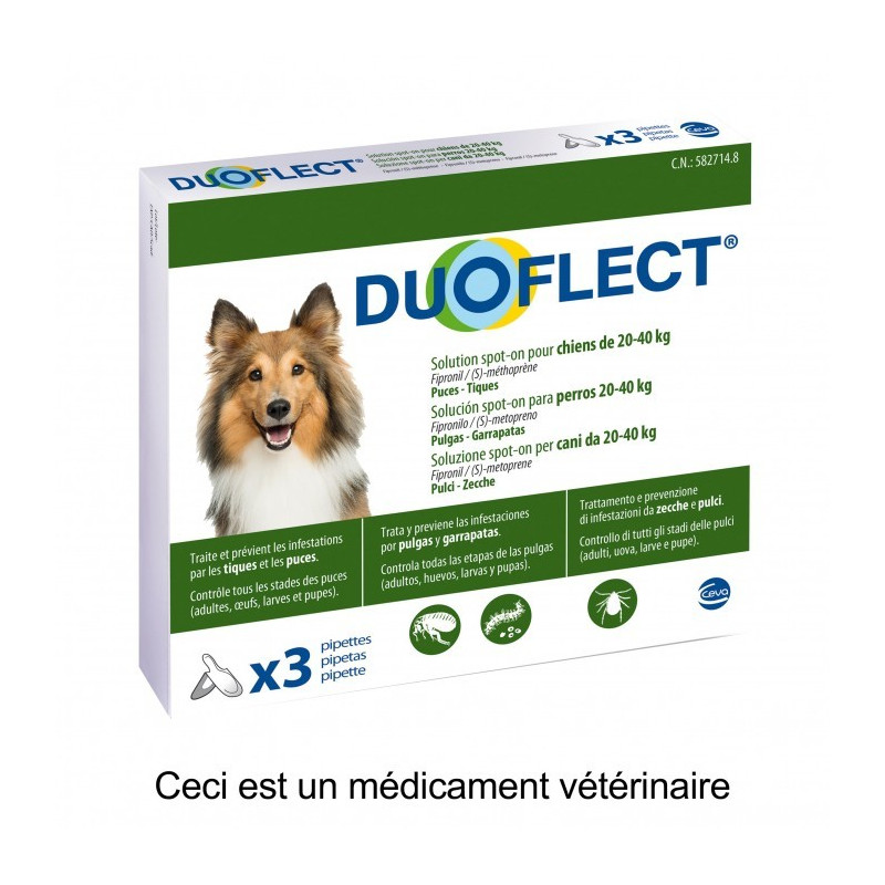 DUOFLECT POUR CHIEN DE 20 A 40KG. 3PIPETTES