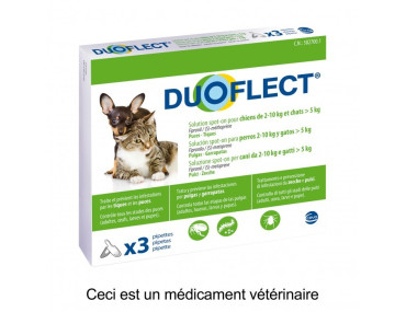 DUOFLECT POUR CHIEN ET CHAT DE 2 A 10KG. 3 PIPETTES