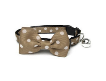 COLLIER NOEUD PAP' CHAT BEIGE