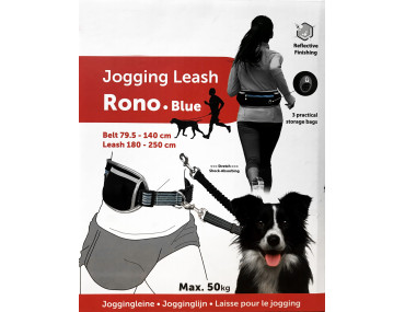 Laisse pour le Jogging + Ceinture Ventrale Rono Bleu Laisse 180-250cm /  Ceinture 79,5-140cm - Canicross Chien - Activité extérieure Flamingo