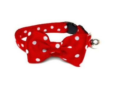 COLLIER NOEUD PAP' CHAT ROUGE
