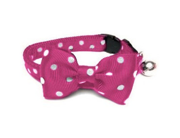 COLLIER NOEUD PAP' CHAT FUSCHIA