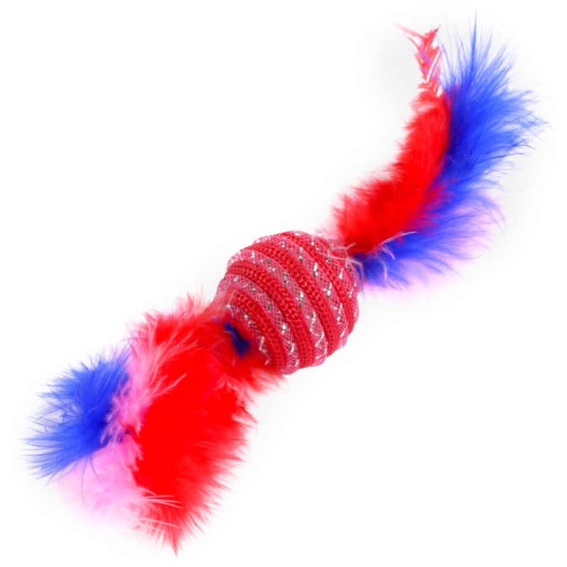 JOUET POUR CHAT BALLE AVEC PLUMES