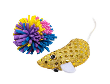 JOUET POUR CHAT SOURIS FESTIVE + BALLE