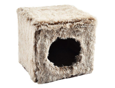 CUBE CHAT FOURRURE MARRON