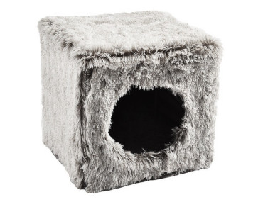 CUBE CHAT FOURRURE GRIS